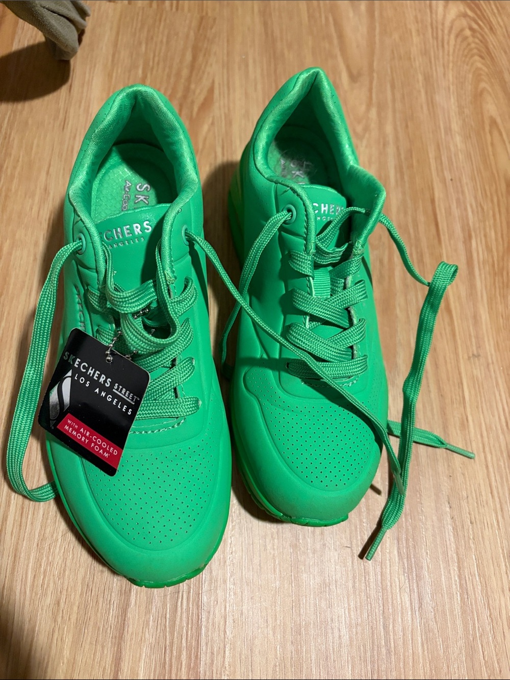 Skechers womens Green Lace-Up Athletic Sneakers